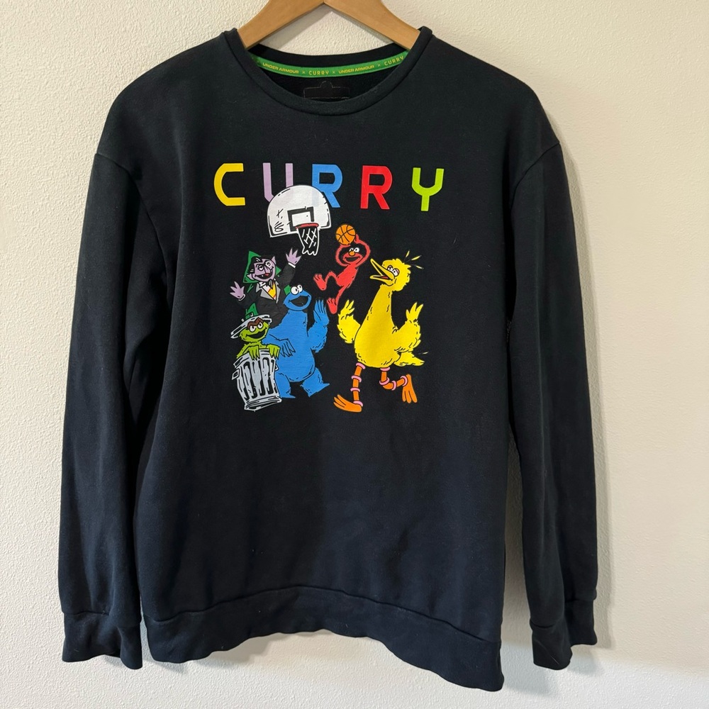 Under Armour X Curry X Sesame Street Crewneck Sweatshirt Black Basketball-XL
